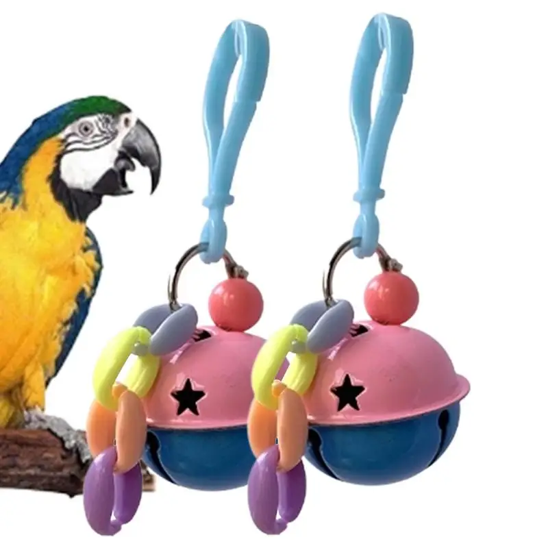 2pcs Bird Cage Bell Toy Bird Cage Bell Pendant Large Cockatiels Chewing Toy Interactive Bird Toy Create Beautiful Environment