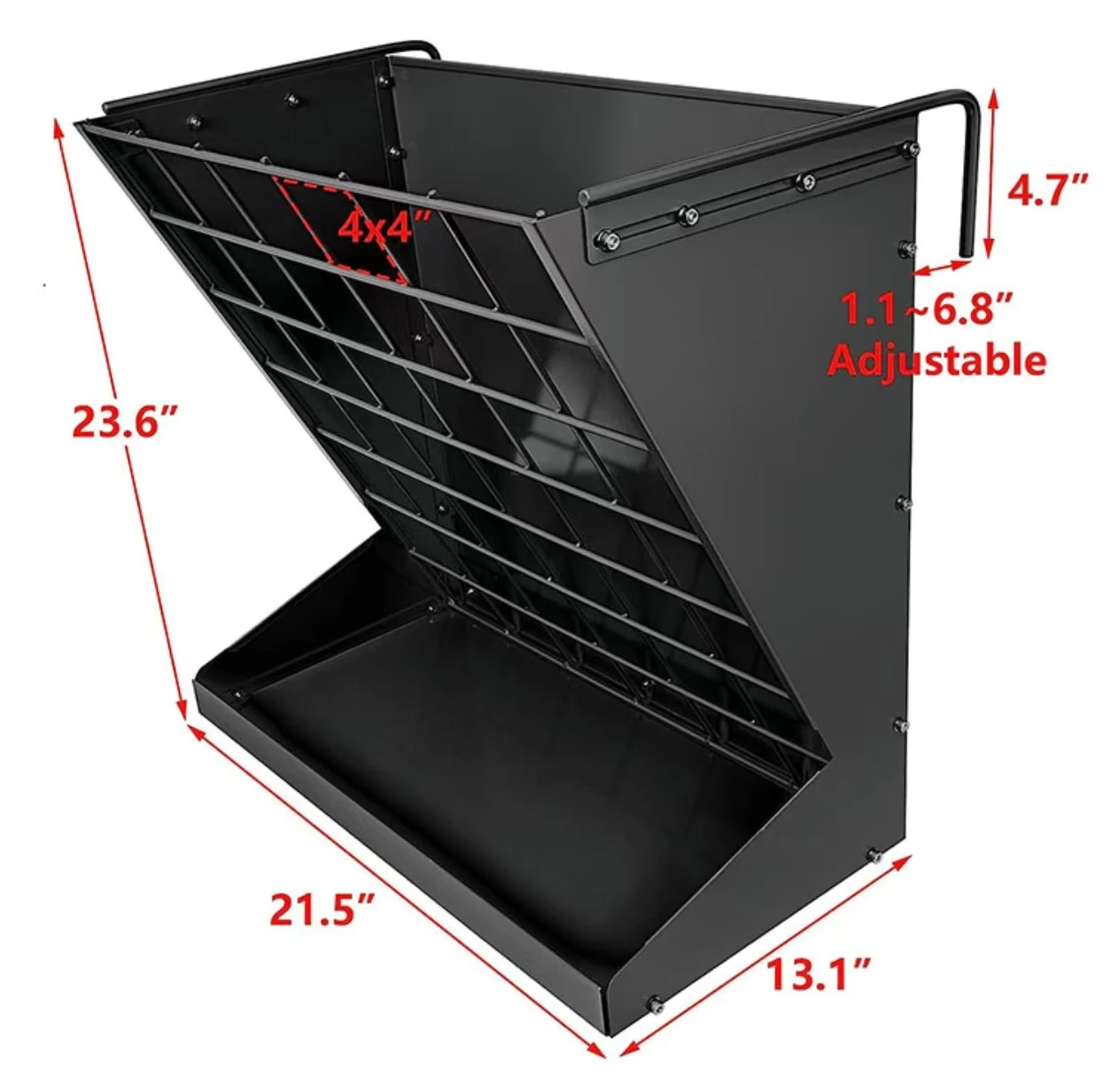 رف مغذي القش المعدني المجلفن 2 في 1 مثبت على الحائط باللون الأسود للماعز/الأغنام/الخيول #6