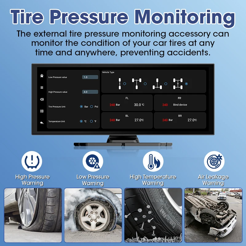 Jansite 11.26 "أندرويد 13 4G + 64G مشغل سيارة CarPlay أندرويد شاشة تلقائية نظام تحديد المواقع والملاحة واي فاي دعم Tiktok Youtube Netflix TPMS