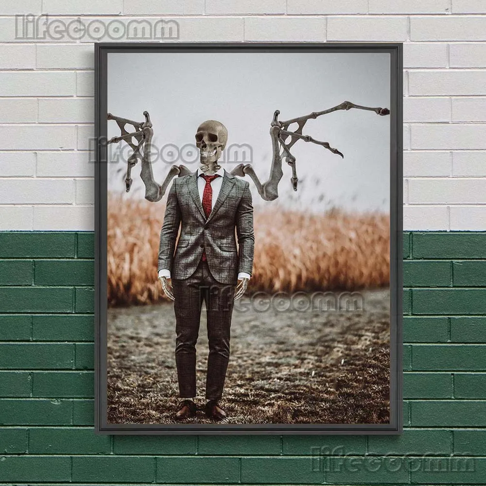 Demon,Angel,Unicorn,Mermaid,Surreal Skeleton Photography Art Poster Print Fantasy Skeleton Man Wall Art Photo Canvas Print Decor