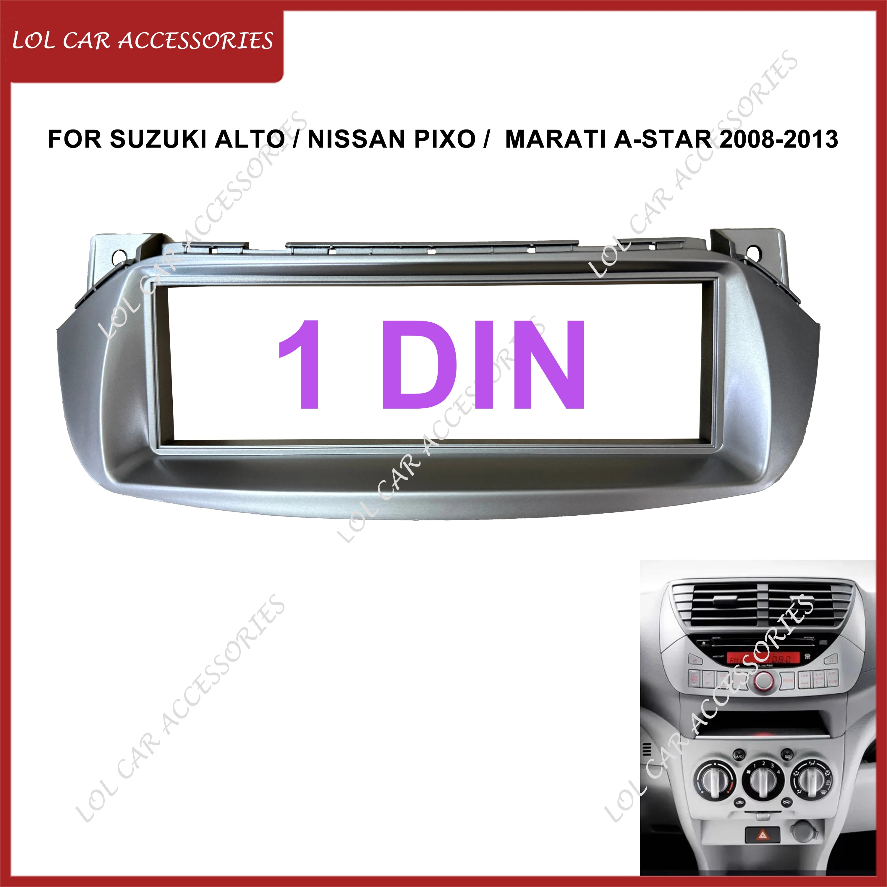 For Suzuki Alto / Nissan Pixo /  Marati A-Star 2008-2013 Car Radio Fascia Panel Frame CD DVD Dash Audio Cover Trim with Adapter