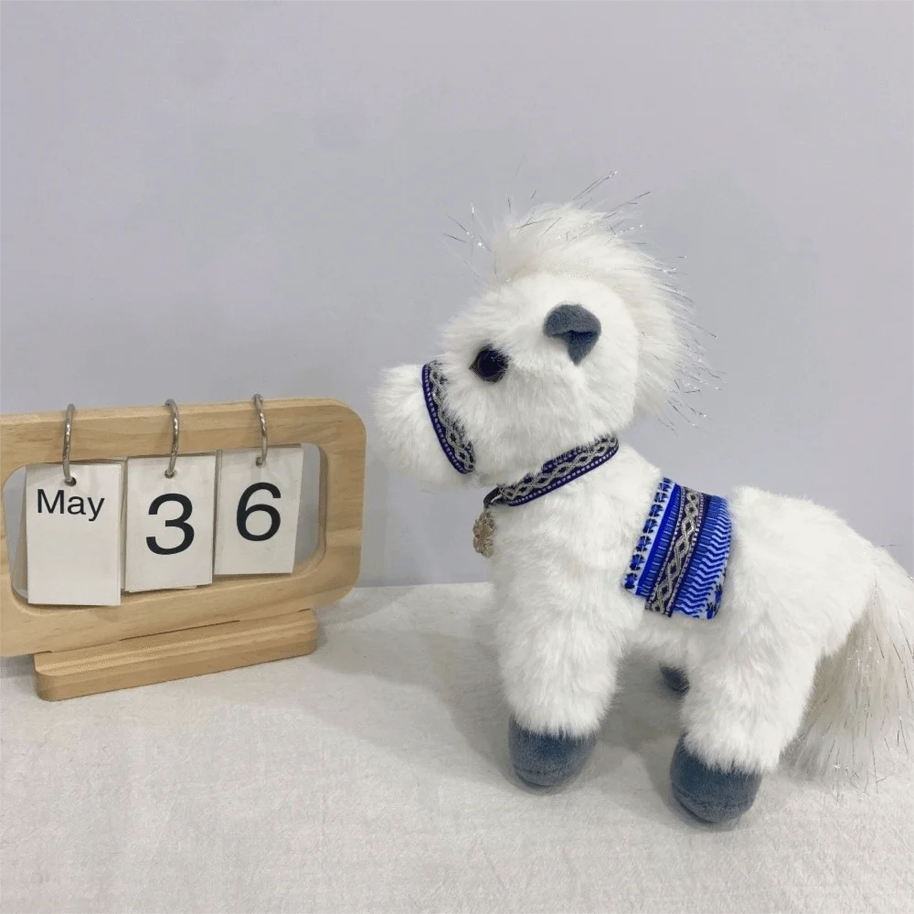 

Tail Design Soft New Year Mascot Cartoon Long Mane Lifelike Details Cozy Stuffed Standing Horse Horse Classic