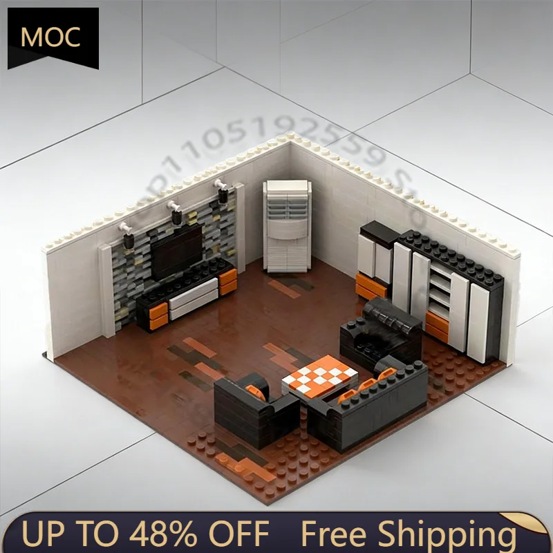 1051 PCS City Engineering living room MOC Customize Modular Building Block Creative Design Educational DIY Festival Toy Gift