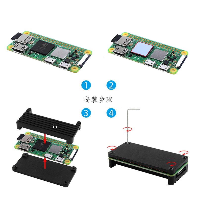 Raspberry Pie Zero WH/2W radiador de aluminio Universal, carcasa protectora de Metal, disipación de calor pasiva con transferencia de calor de