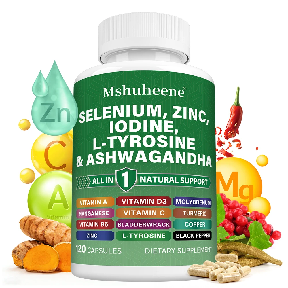 

Selenium, Zinc, Iodine, L-Tyrosine, Ashwagandha - Supplement for Women and Men with Bladderwrack, Turmeric, Silica Kelp, Schisandra - Support Thyroid Health