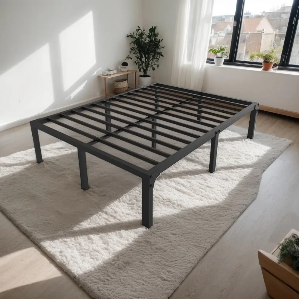 Twin Full Queen King Size Bed Frame,14 Inch Black Metal Bed Frame Heavy Duty Steel Slats Support,No Box Spring Needed,Easy Assem