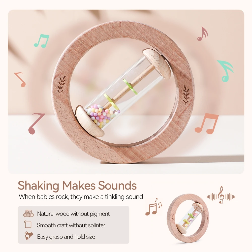 Montessori Rattle Baby Toys Rain Stick Hourglass Rain Music Rattle Baby Educational Toy Colorful Montessori Sensory Toys for Kid