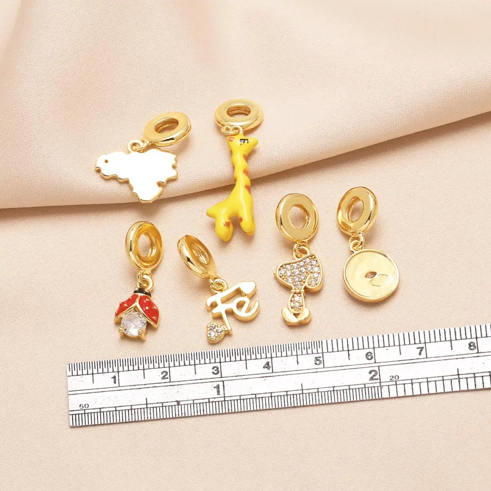 OCESRIO White Crystal Puppy FE Pendant for Necklace Copper Gold Plated Ladybug Enamel Giraffe Jewelry Making Supplies pdtb348