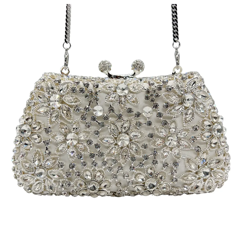 Bolso De mano para banquete con diamantes De imitación huecos para cena De diamantes, bolso De mano De fiesta adornado con cristales, Bolsos De Fiesta para mujer