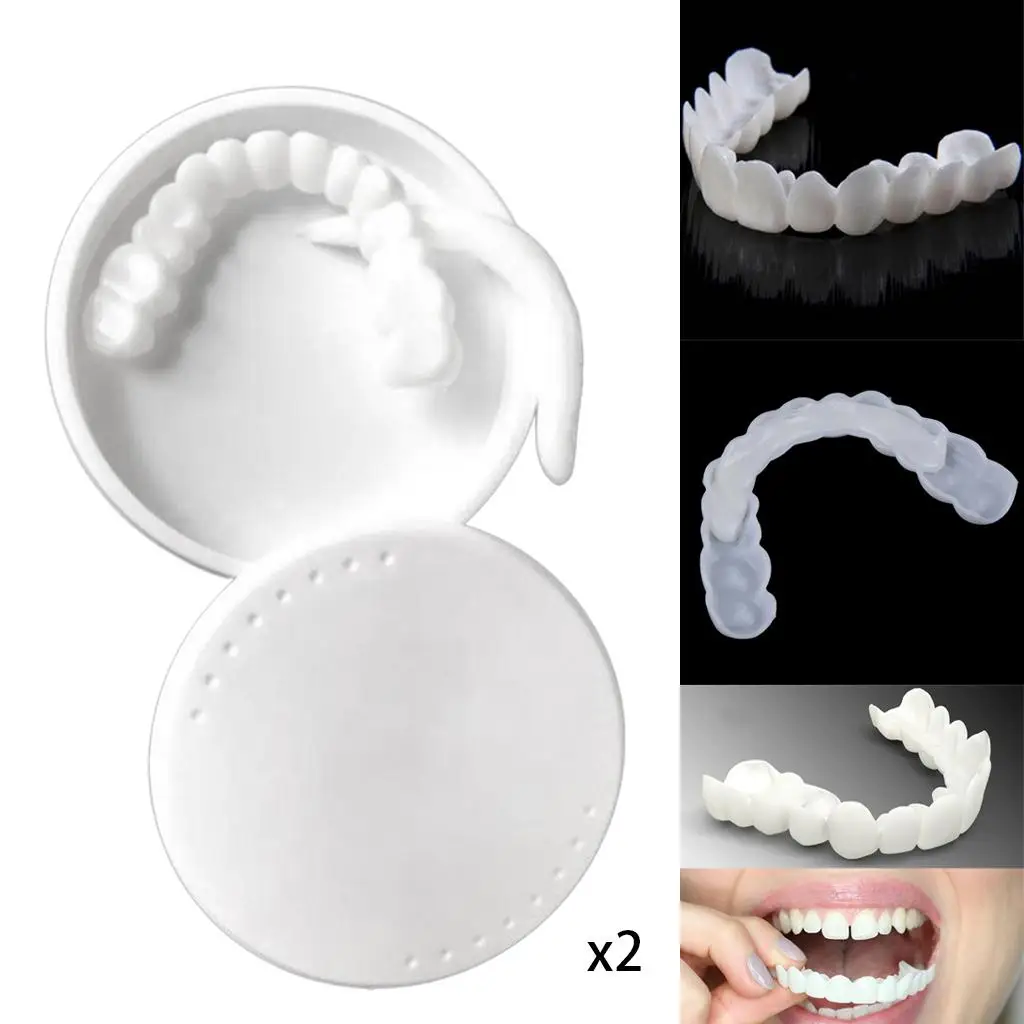 2Pcs Snap Lower Bottom False Veneers Dentures Fake Tooth Cover