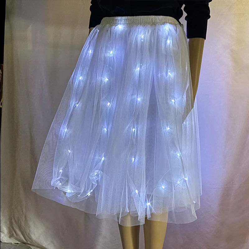 

Женское балетное платье, балетная сетчатая юбка, танцевальная юбка-пачка для взрослых, светящийся светодиодный светящийся танцевальный костюм, одежда для сценического шоу, ночного клуба