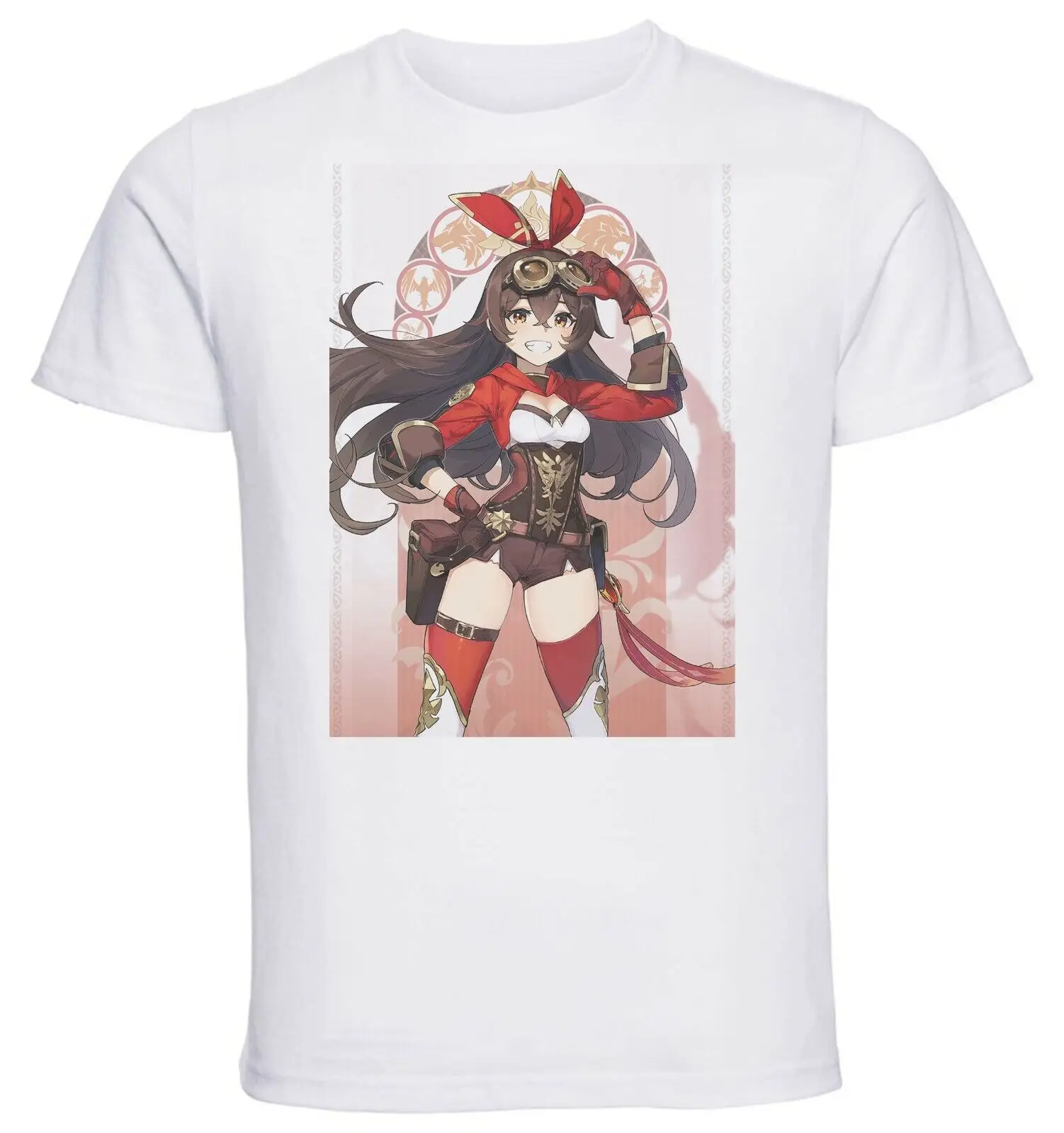 

Белая футболка, белая футболка для видеоигр Genshin Impact Amber-