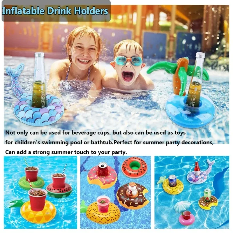 5pcs Inflatable Drink Holder Swimming Pool Drink Cup Stand Holder Float Toy Coasters Beverage Bottle Kids Toys Pool Floaties