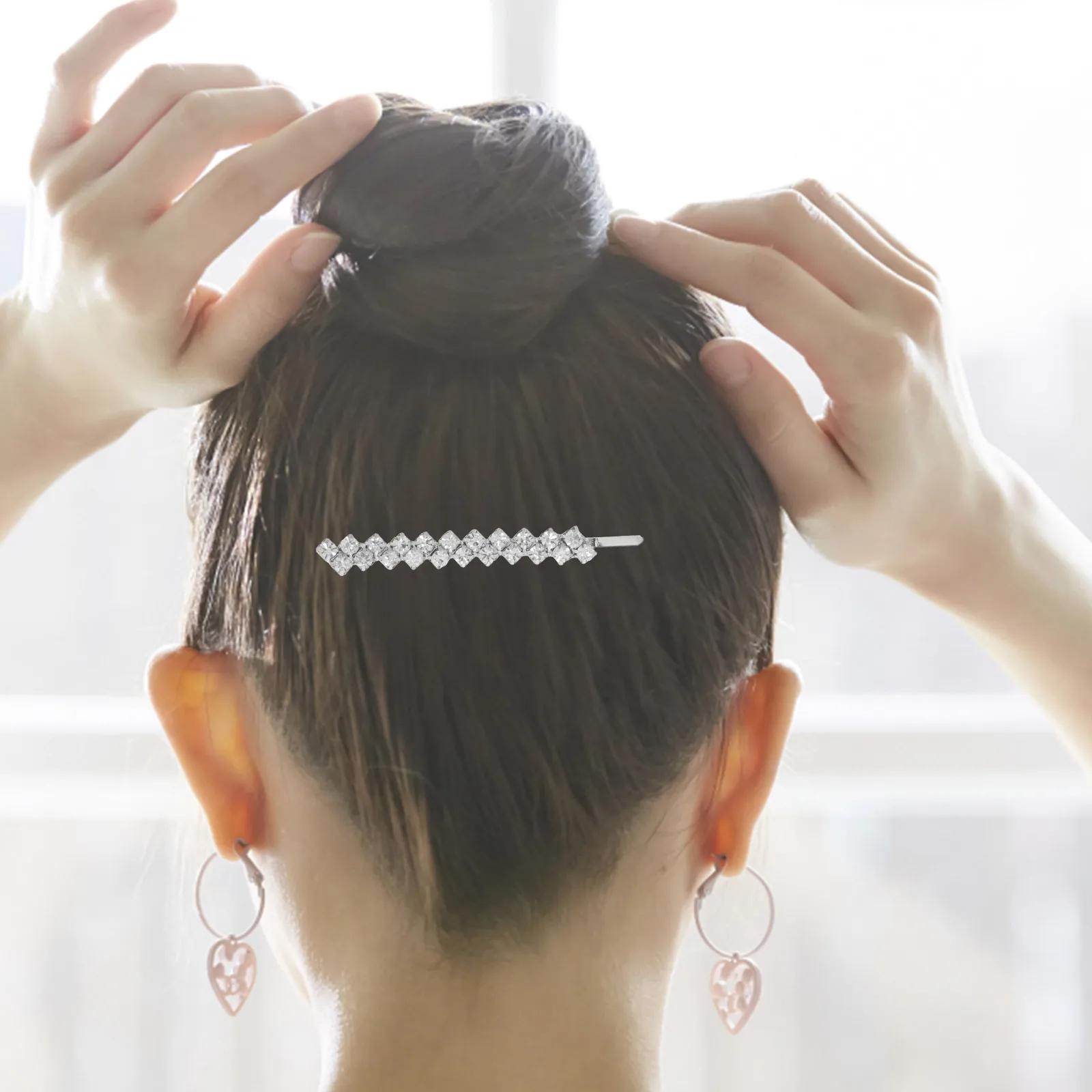 

1 set Crystal Hair Clips Rhinestone Alloy Women'S Hairpins For Wedding Party Daily Use Metal Bobby Hairpins Stylish Headwear