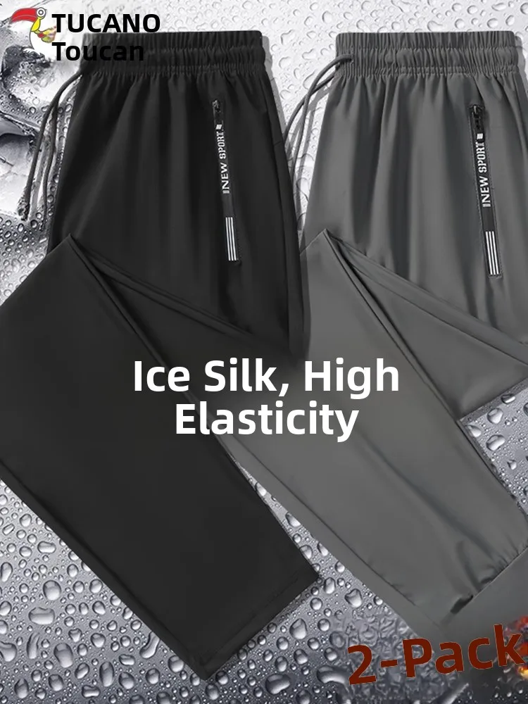 

TUCANO 2025 New Ice Silk Loose Fit Straight Leg Pants Men's Summer Thin Qui Dry Spor Trousers Breathable Casual Pants