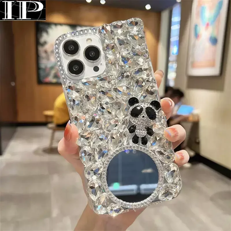 Phone Case For Samsung Galaxy s24 S22 S23 S21 S20 FE S10 Note 9 10 Plus 20 Ultra Cover Luxury Glitter Shiny Little Bear Diamonds