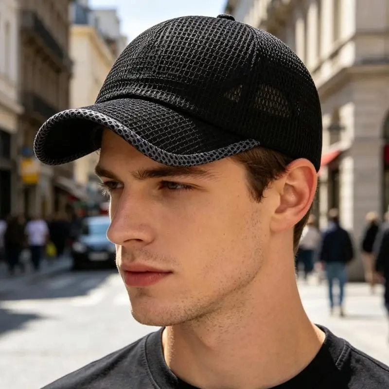 39BB Sportlicher Polyester-Sonnenhut, verstellbarer Unisex-Hut, schweißableitendes Design, Outdoor-Wanderzubehör