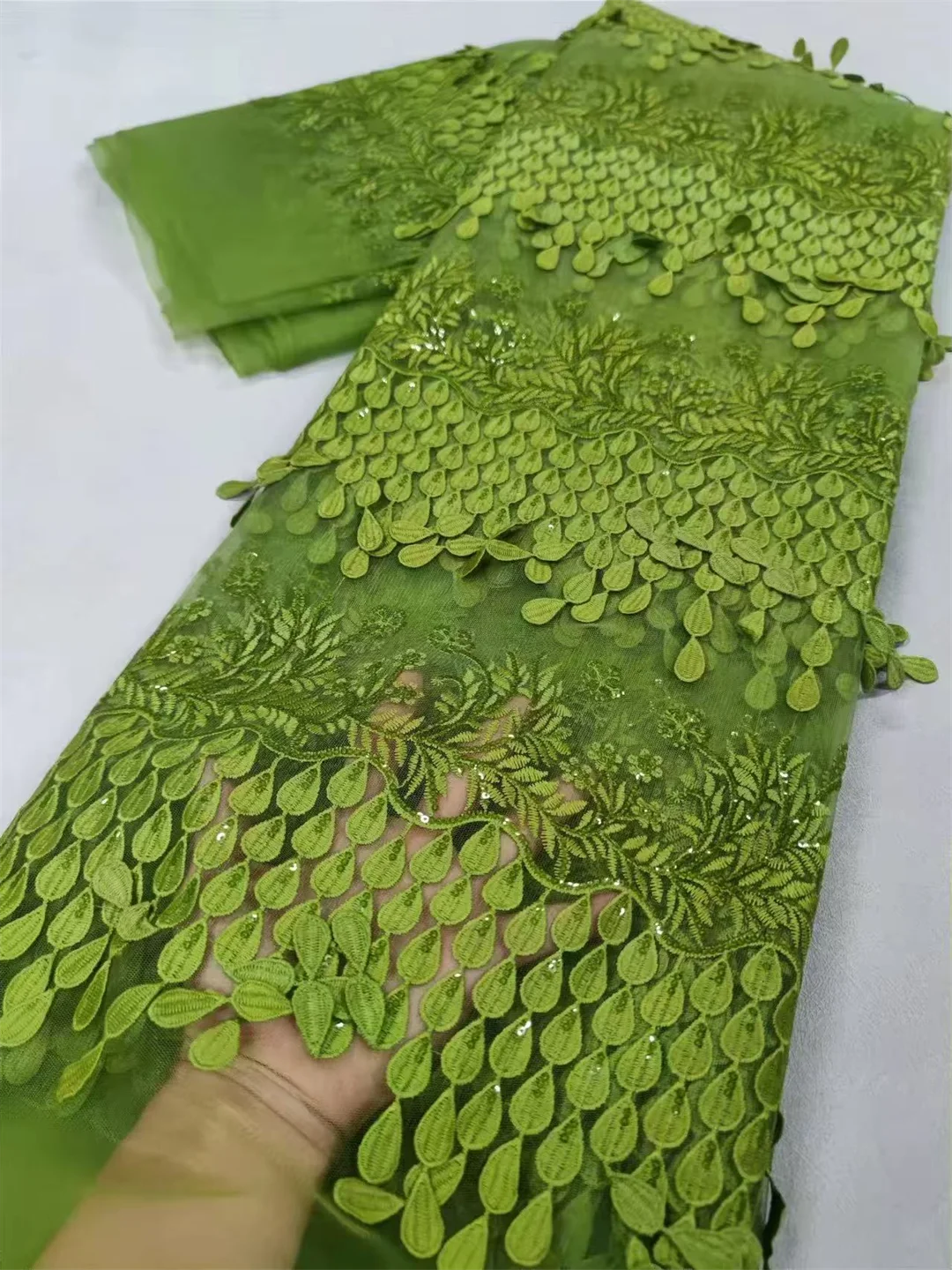 Mesh-Spitzen-Paillettenstoff, afrikanisches Design am Meter, zum Nähen, Kleidung, Tüll, Hochzeit, Abendkleider, Stickerei, Stoffe, 5 Yards