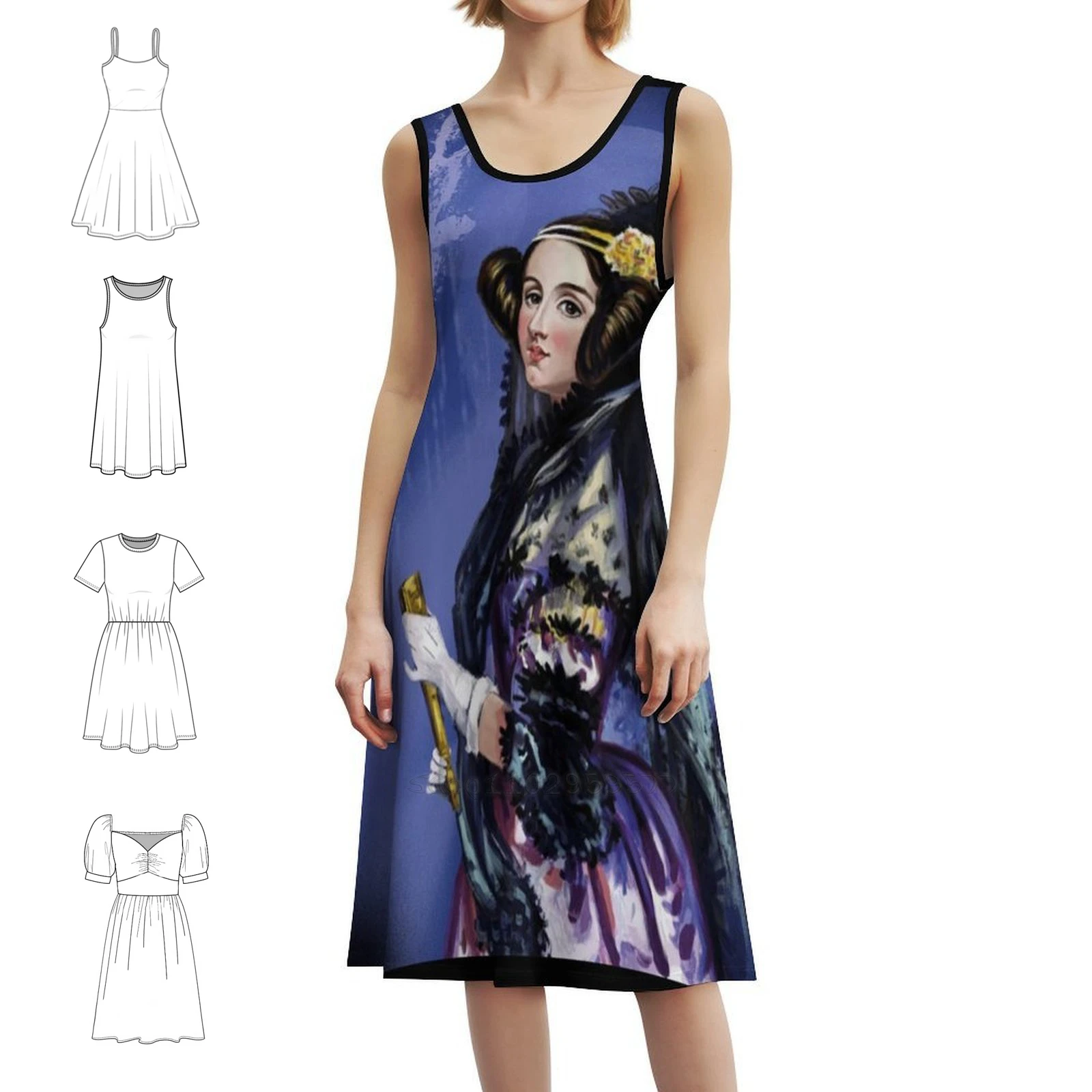 

Ada Lovelace портрет женский программист кодер ученый мини-платье в консервативном стиле для женщин трапециевидной формы свободного покроя повседневное дневное платье Ada