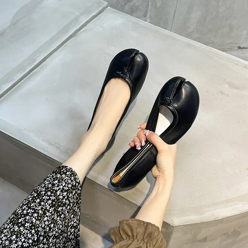 Split toe candy flats ballet shoes woman slip on loafers soft bottom moccasins bow-tie ballerina single tabi ninja women shoes