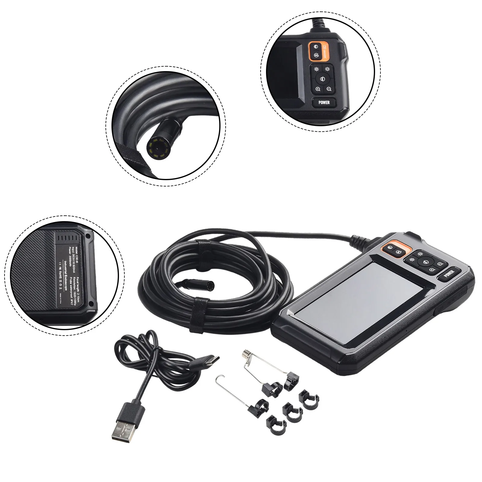 Dual&Single Lens Endoscopes Camera With 1080P 8mm 4.3" IPS Screen IP67 Waterproof Car Pipe Inspection Borescope 2000mAh