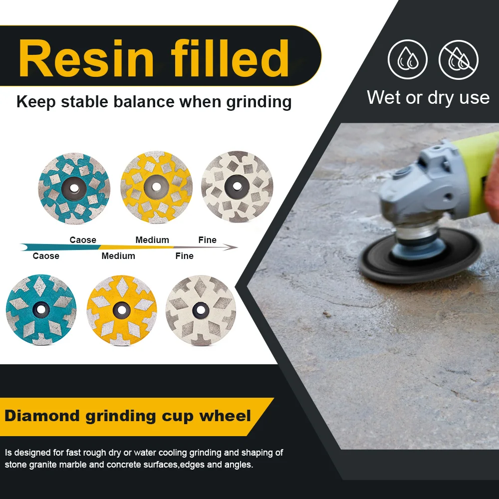 1Pc 100mm Resin Filled Diamond Cup Wheel Granite Cup Wheel For Granite Marble Stone Cup Wheel Abrasive Tools