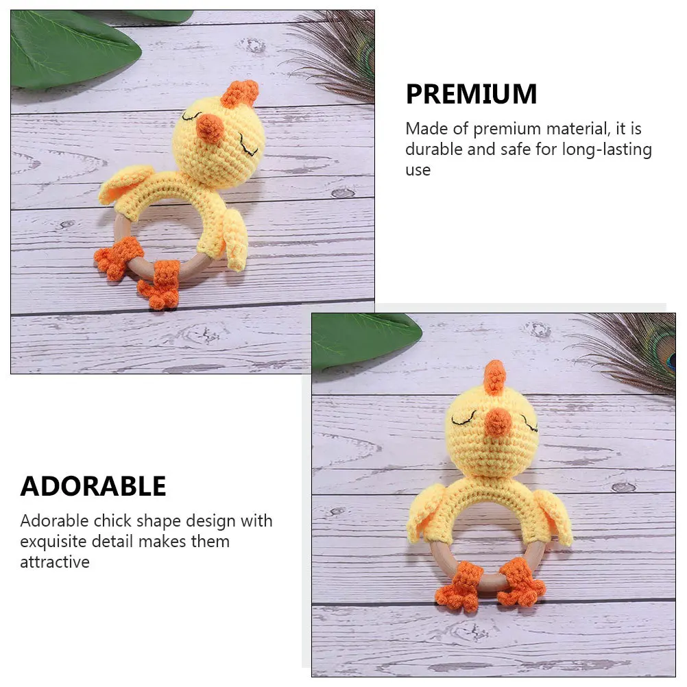 1 pz sonaglio in legno design creativo pulcino bambino afferrare stimolante sensoriale portatile infantile placare prima educazione sonaglio a mano