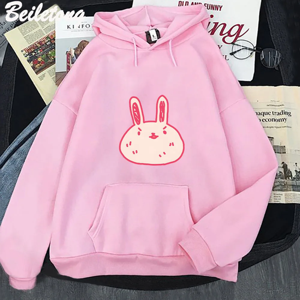 Omori Hoddie Kawaii Pink Bunnyprinting Hoodies Man Woman Harajuku Sweatshirts Pocket Fashion Pullovers Large Clothes Sudaderas