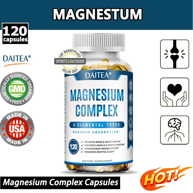 Magnesium Complex 500 Mg - Essential Mineral Blend for Cardiovascular and Whole Body Health, Gluten Free, Non-GMO, Vegetarian