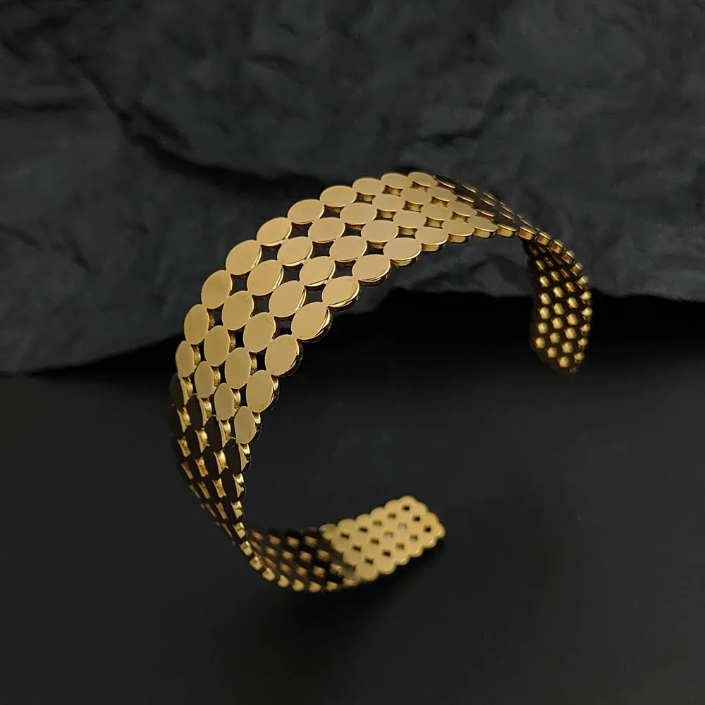

Creative heavy metal honeycomb gold-plated stainless steel women's bracelet, waterproof and rust-free, couple bracelet