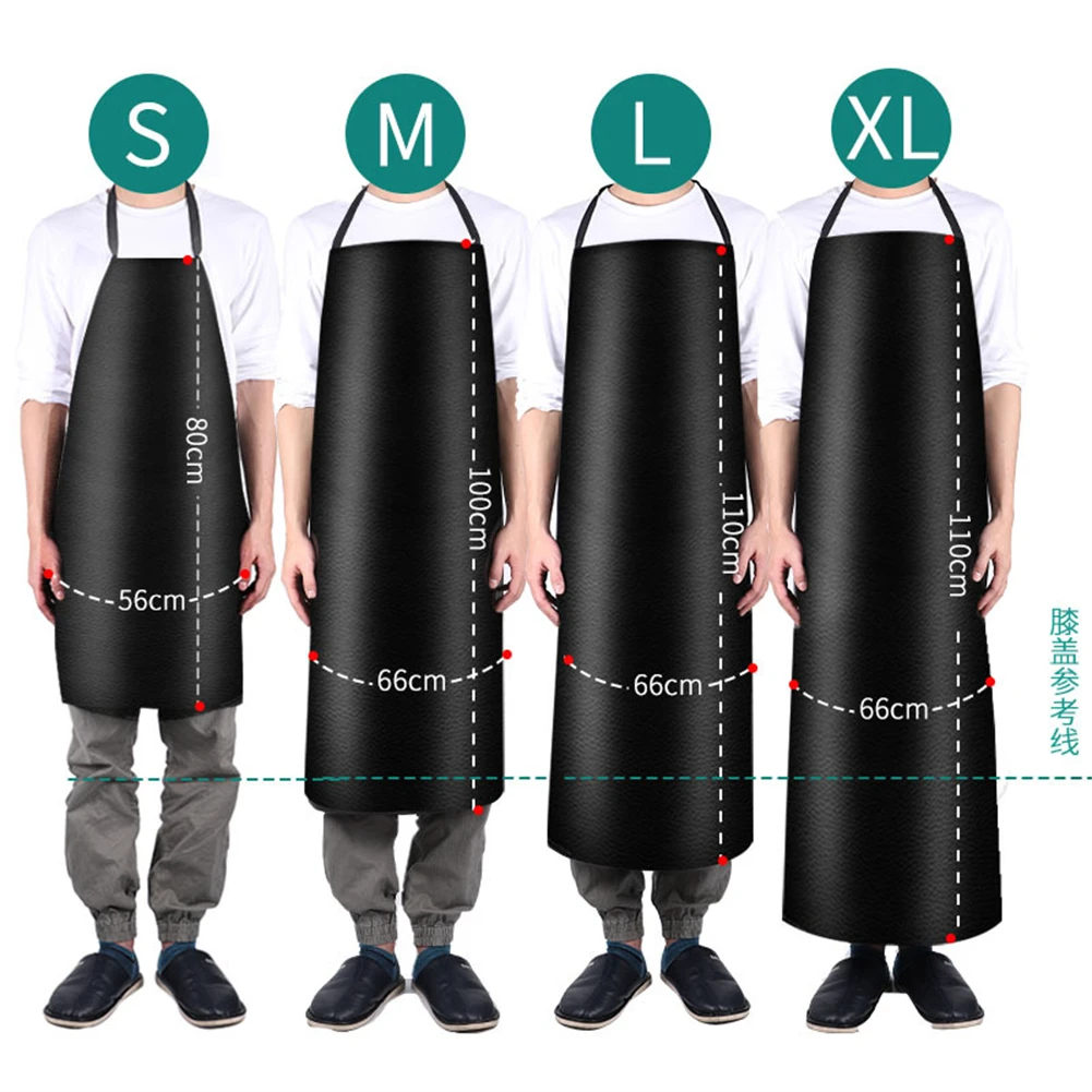 1pc Waterproof Oilproof Apron PVC Leather Heavy Duty Apron For Cleaner Cooking Grill Kitchen Multi-Sizes Kitchen Aprons