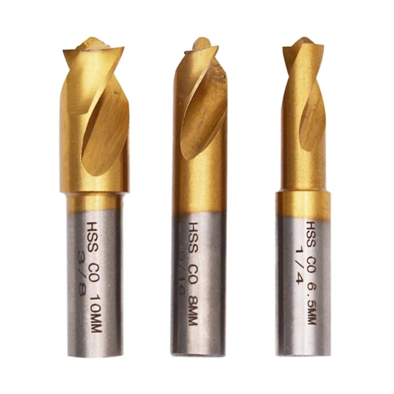 

3Pcs Cobalt Spot Weld Drill Bit Set Spot Weld Cutter 1/4(6.5mm),5/16(8mm),3/8(10mm) Toughness Hardness Spot Weld Cutter