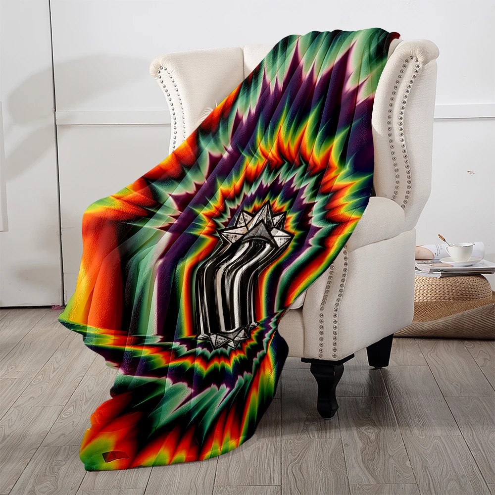 Psychedelic Eye Burst Color Flannel Blanket Soft Cozy Throw Blanket for Bed Sofa Couch Fuzzy Plush Bed Cover