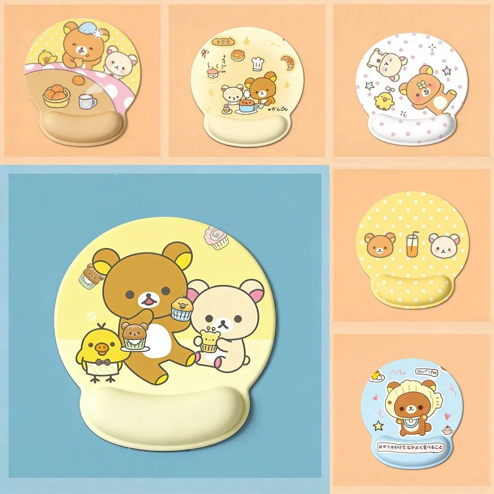 

Rilakkuma Wrist Mouse Pad Cute Kawaii Rubber Soft Pad Anti-slip Wrist Support Mat Women Office Gaming Computer Desk Accessory
