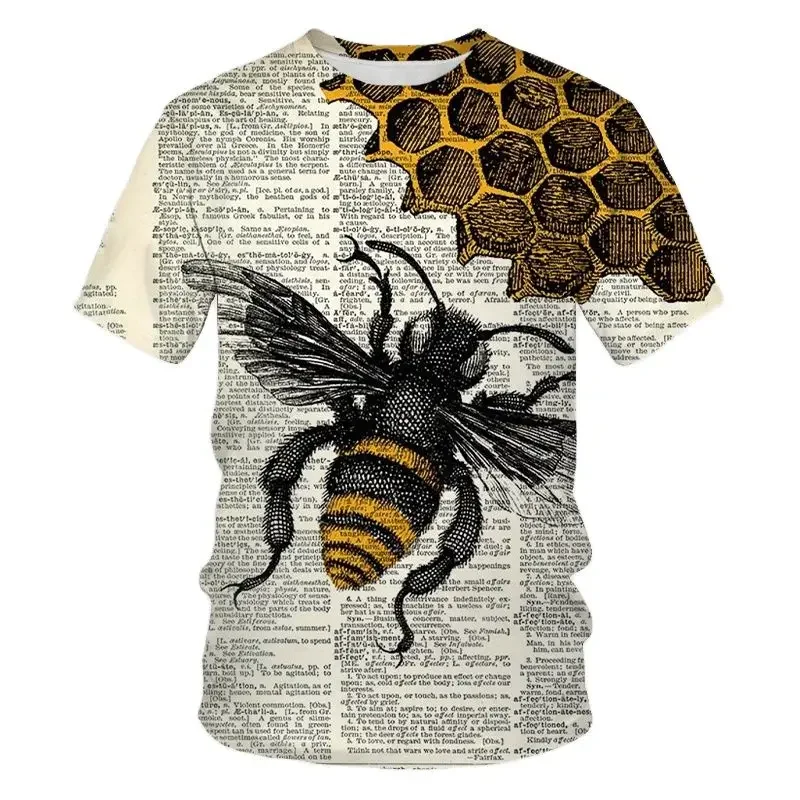 Summer Fashion Casual Honeybee graphic t shirts Men 3D Trend Printing Personality harajuku Round Neck Short Sleeve Tees Tops