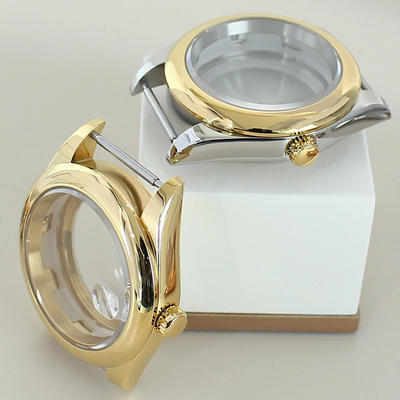 36mm 39mm Luxury Watch Case with seal ring Sapphire Glass For Nh35 Nh36 Nh34 Miyota8215 Movement Replace Case 28.5mm Dial Oyster