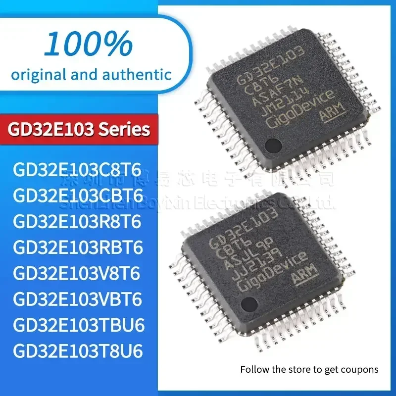 

GD32E103C8T6 GD32E103CBT6 GD32E103R8T6 GD32E103RBT6 GD32E103V8T6 GD32E103VBT6 GD32E103TBU6 GD32E103T8U6 Black casing