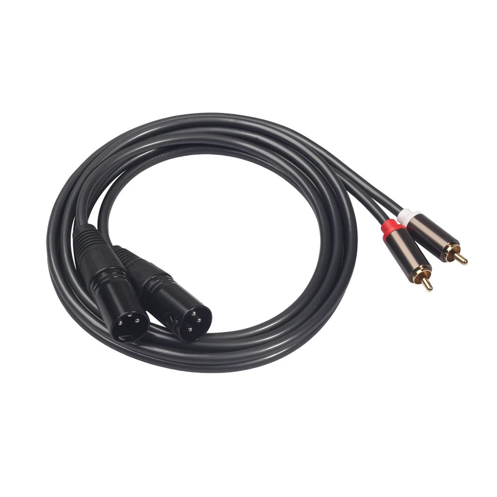 

Dual Male To Dual Xlr Male Audio Signal Patch Cable 1.5M Black Gold-Plated Multi-Shielding Adapter For Dvd Cd Player