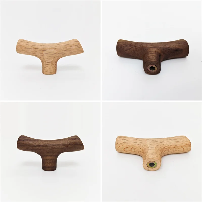 Pegangan Kabinet Kayu Nordic Kenop Laci Cabang Pohon Pegangan Kayu Walnut Lemari Pakaian Furnitur Tarik Lemari Dapur