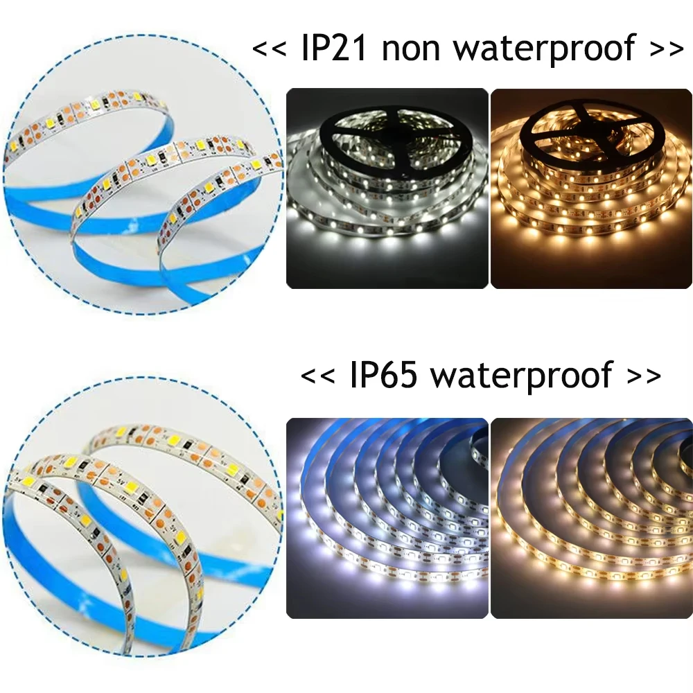 단추 배터리 LED 스트립, 유연한 LED 테이프, TV 백라이트, 캐비닛 야간 조명, 방수 리본 로프, DC5V, 3528, 60LED, 0.5m, 1m, 2m