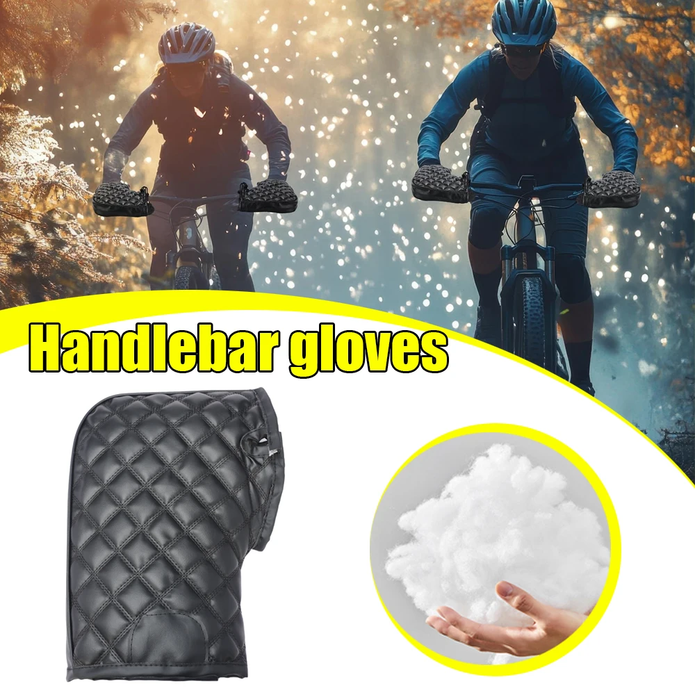 يغطي مقود الدراجة النارية المقاوم للرياح قفازات الشتاء الدافئة دراجة كهربائية مقاومة للماء مبطنة بالصوف سميكة من القطن لحماية اليد #1