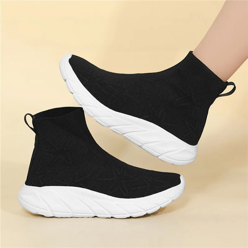 ฤดูร้อนคู่ High-Top ถุงเท้ารองเท้าตาข่าย Breathable รองเท้าวิ่งผู้ชายถุงเท้ารองเท้าผ้าใบน้ําหนักเบากีฬารองเท้าสําหรับสตรี