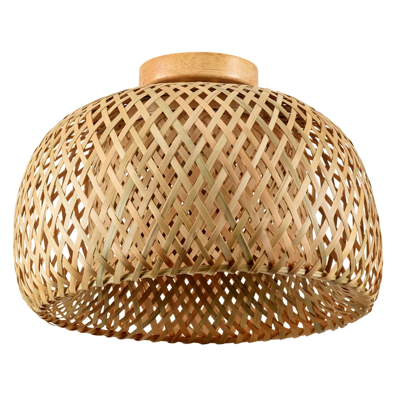 

Bamboo Wicker Rattan Light Fixture Flush Mount Hanging Ceiling Lamp For Living Room Bedroom Dining Room