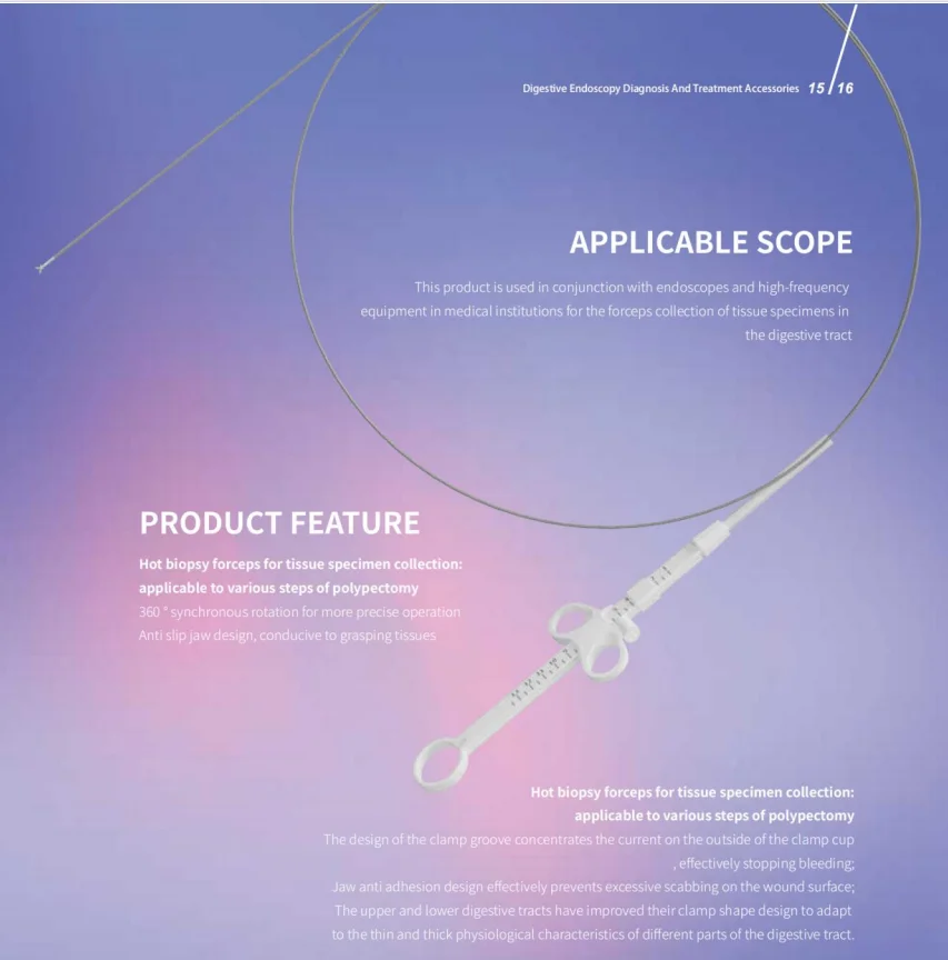 DISPOSABLE HOT BIOPSY FORCEPS, Endoscopy Diagnosis Treatment Accessories, Hot Biopsy Forceps for Tissue Specimen Collection