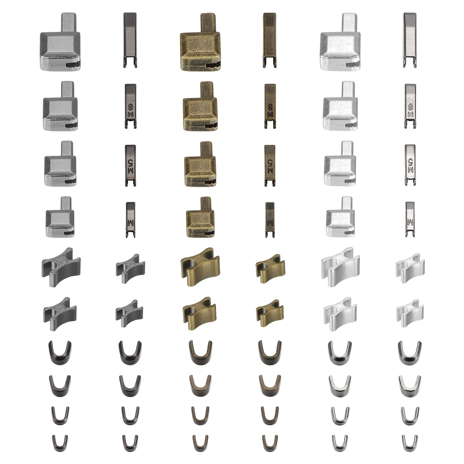 Zipper Stop Repair Kits Metal Latch Slider Retainers Box & Insertion Pins & Top Bottom Stoppers for Bags Coats Zippers Replacing