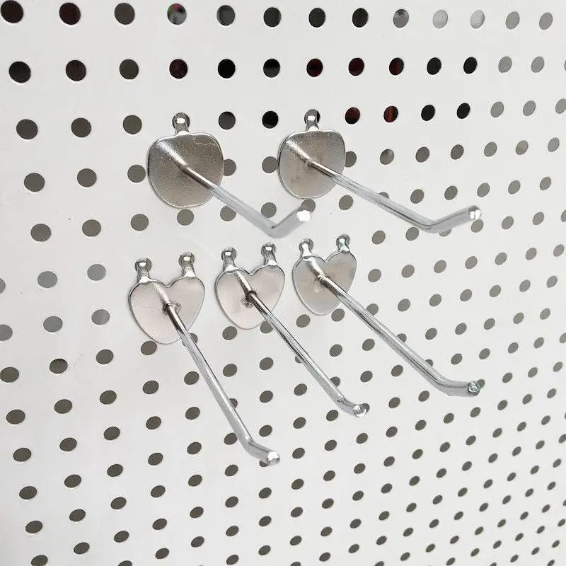 New 10Pcs Heart Shaped Single Peg Pegboard Hooks Wall Hooks Hole Board Hanger Garage Pegboard Hook Wall Mount Storage Rack