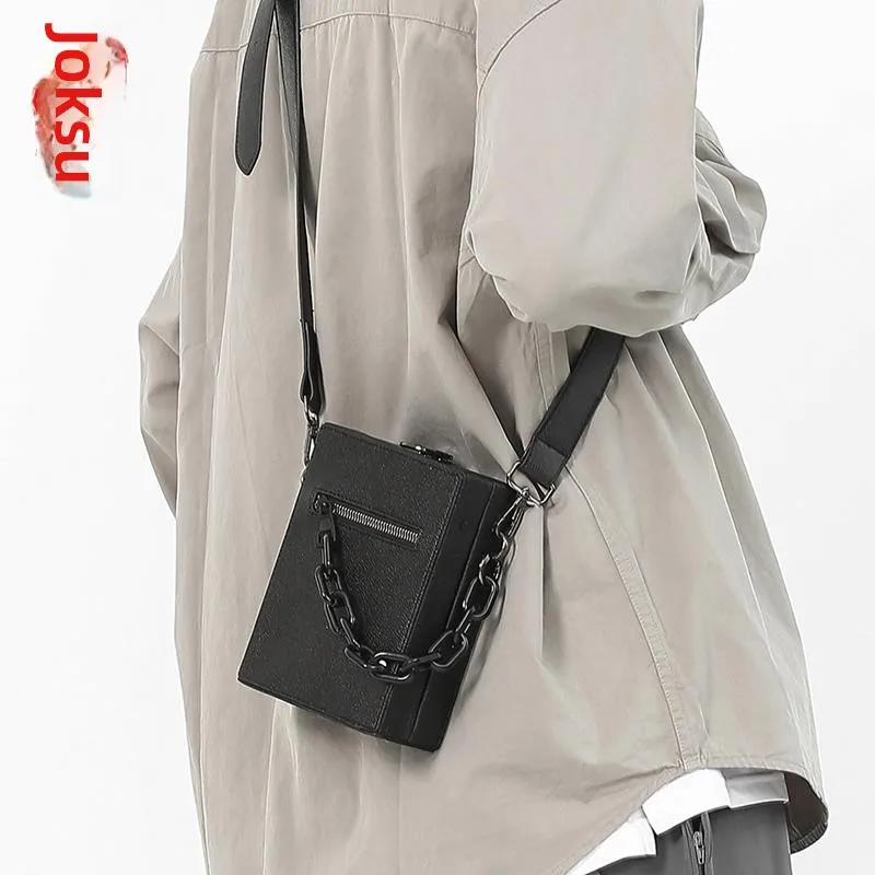 

Маленькая квадратная сумка-коробка Joks, мужская сумка через плечо, уличная повседневная сумка на одно плечо, жесткая, ell, с мягкой ручкой, чистый цвет