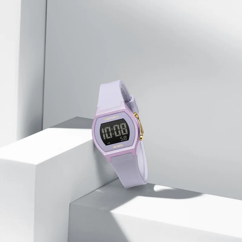 네비포스 5064 우아한 캐주얼 여성용 전자시계 심플 방수 실리콘 스트랩 패션 스포츠 여성용 디지털 시계