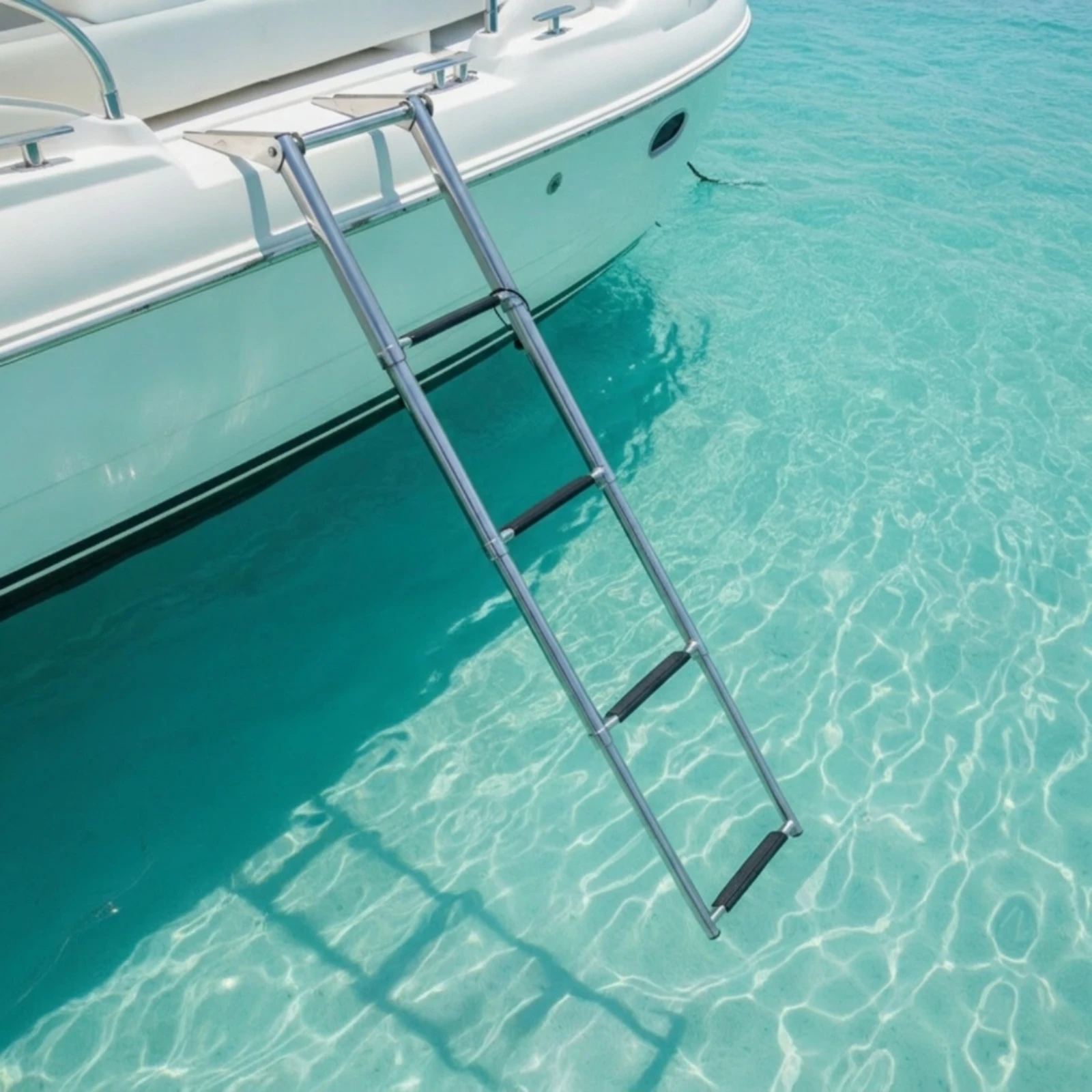 Telescoping Boat Ladder Marine-Grade Telescopic Boat Ladder Stainless Steel Corrosion-Resistant for Yacht Owners, Boats, Yachts
