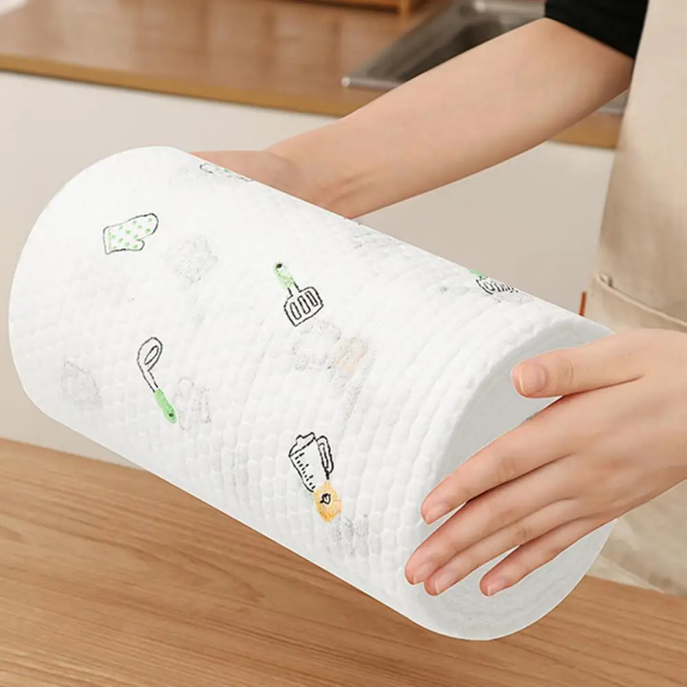 50/100/200PcsRoll Kitchen Paper Towel Super Water Oil Absorbent Food Grade Tear-off Reusable Washable Lazy Rag Dishwashing Cloth